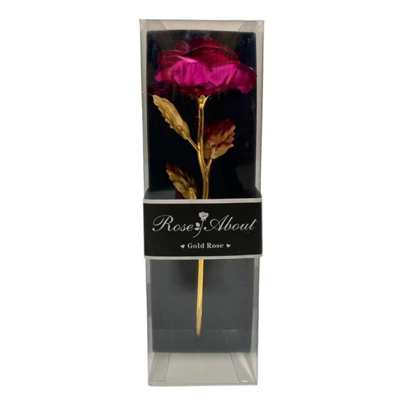 Metal rose in box 26x8x6.5cm PINK