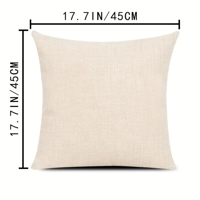 4pcs Color Block Linen Throw Pillow Covers, 17.7in