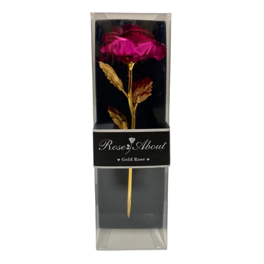 Metal rose in box 26x8x6.5cm PINK 