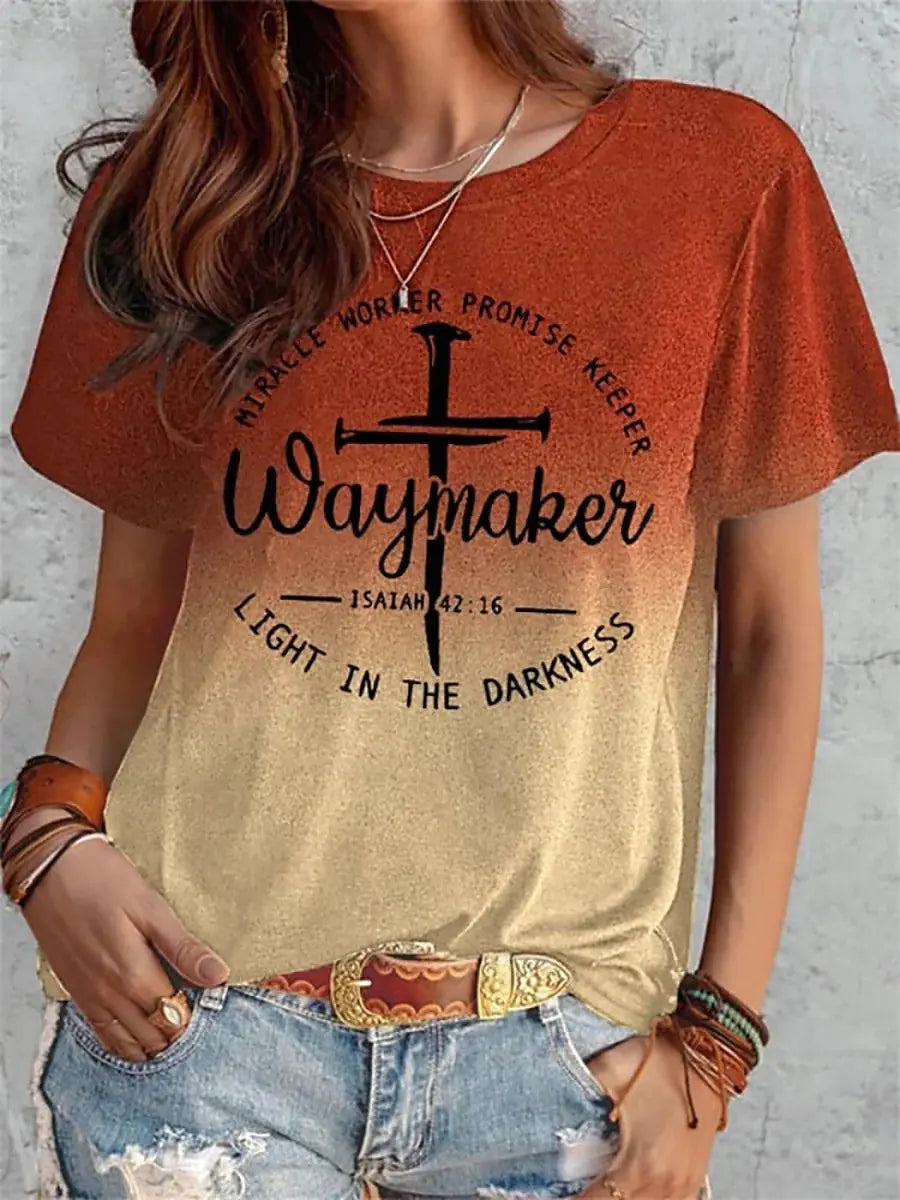 Women's Summer Short Sleeve T-Shirt with Print