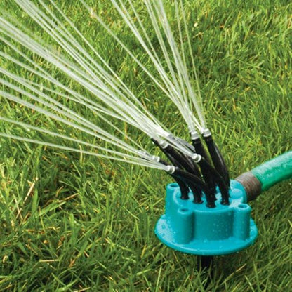 360-degree irrigation system with adjustable sprinklers, economical water use 