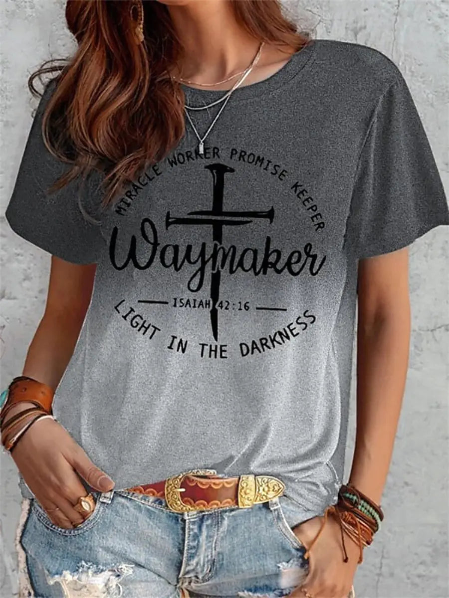 Women's Summer Short Sleeve T-Shirt with Print