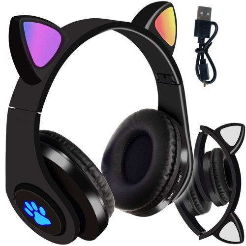 Cat Ear Wireless Headphones - Black 