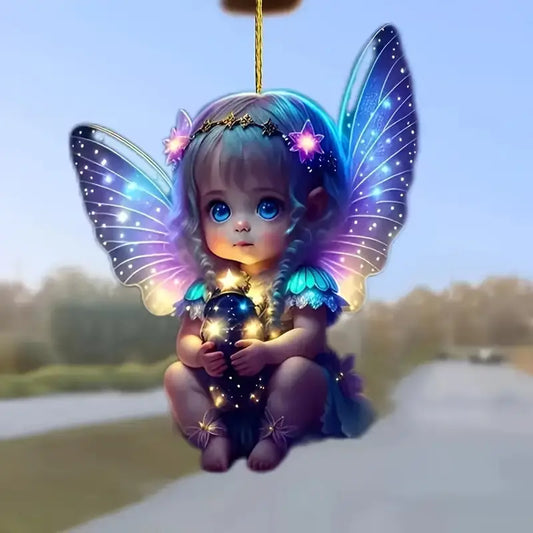 Glittering 2D angel pendant