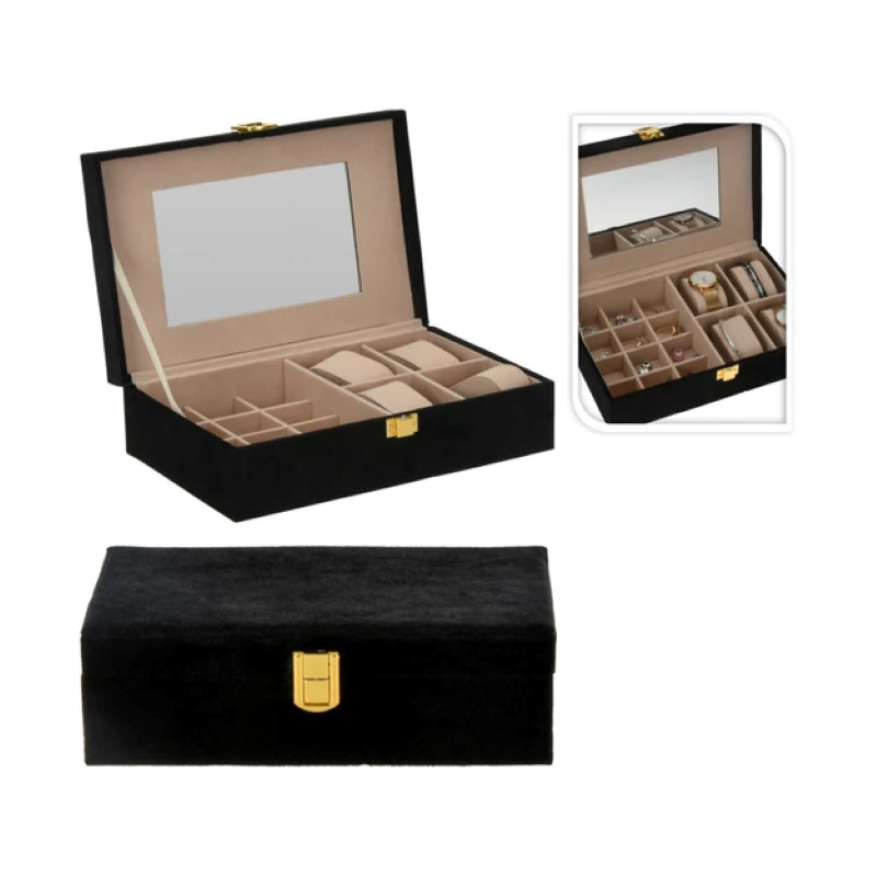 Jewelry box with mirror 25x16x7cm black 