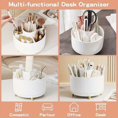 Makeup and brush storage can be rotated 360°