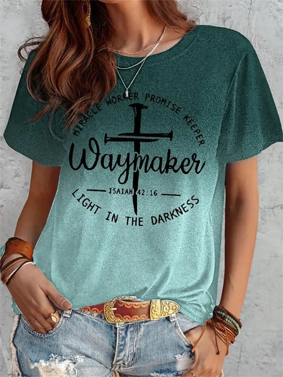 Women's Summer Short Sleeve T-Shirt with Print